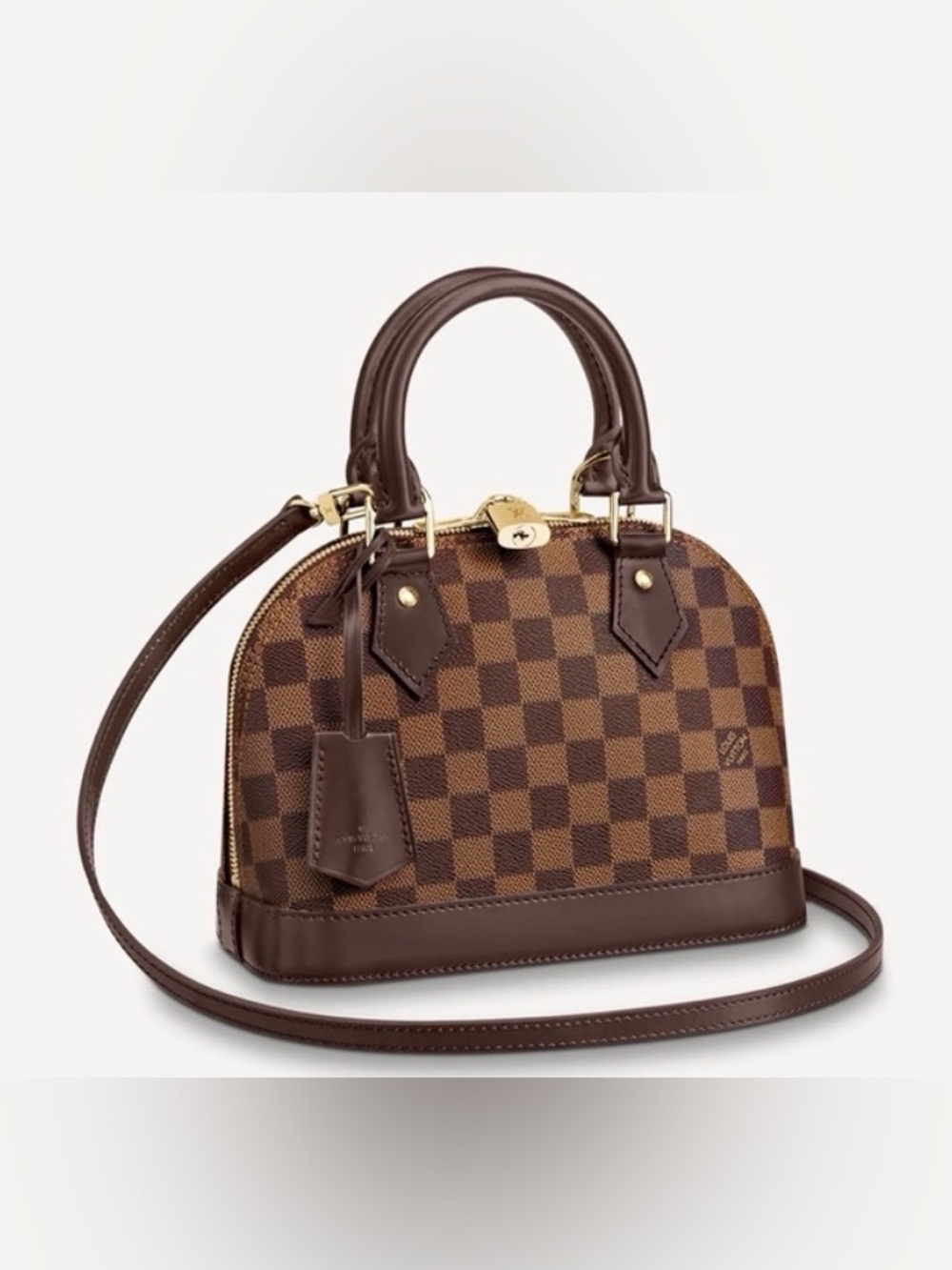 Louis Vuitton Brown Damier Alma BB Satchel with Dark Brown Trim